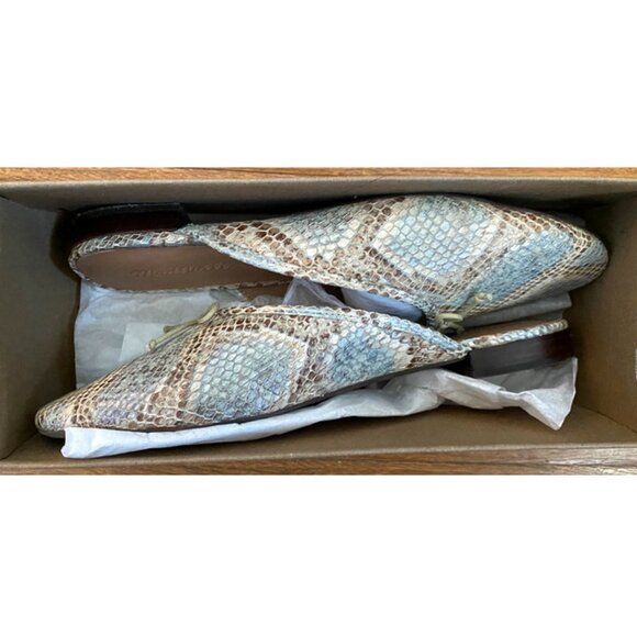 Madewell Women's The Adelle Mule in Snake Embossed Leather Feather Blue 8, NWOT - Picture 3 of 8